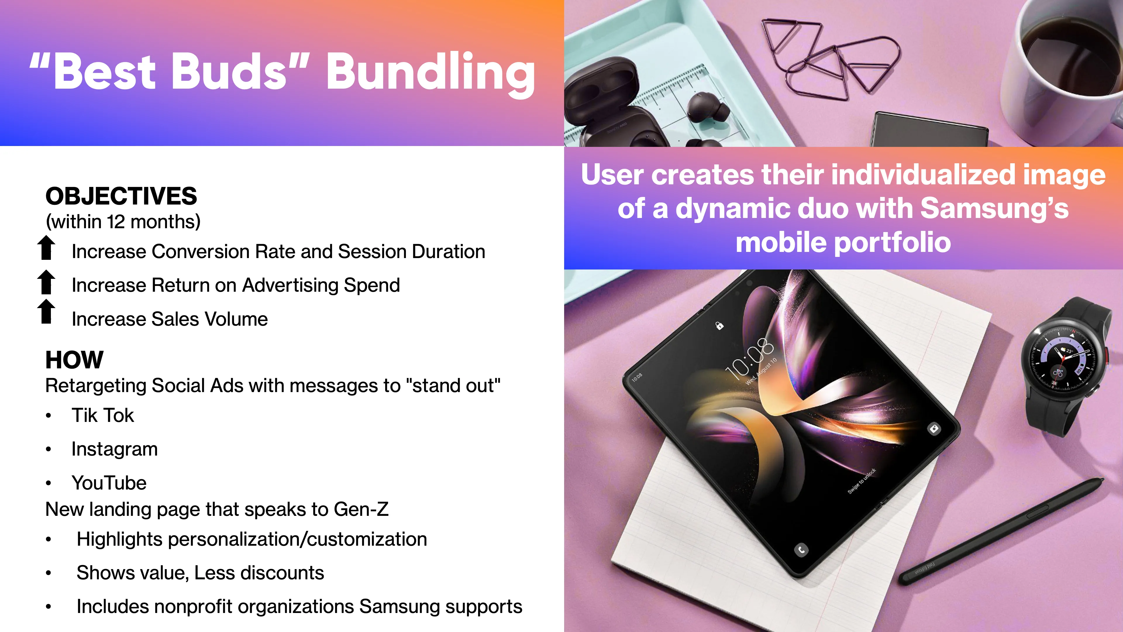 Slide 16, showing an overview of our Best Buds Bundling strategy.